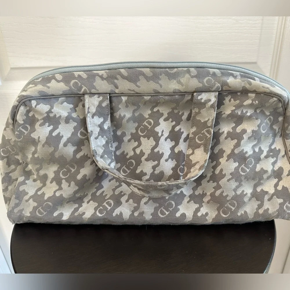 Christian Dior Vintage Houndstooth Cosmetic Pouch Travel Bag Organizer – Authent